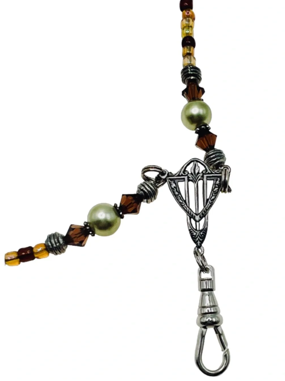 Artisan Beaded Necklace Lanyard Topaz Colored